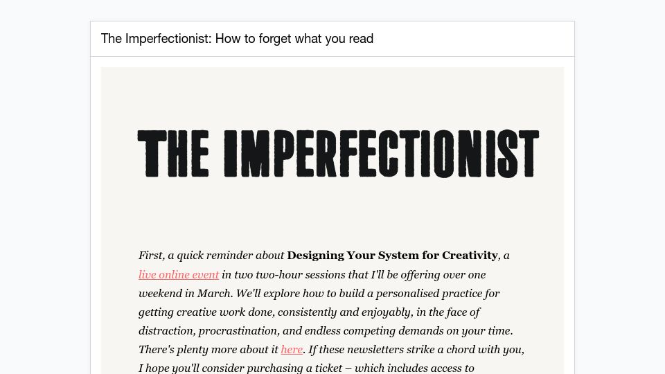 Screenshot of ckarchive.com: How to forget what you read