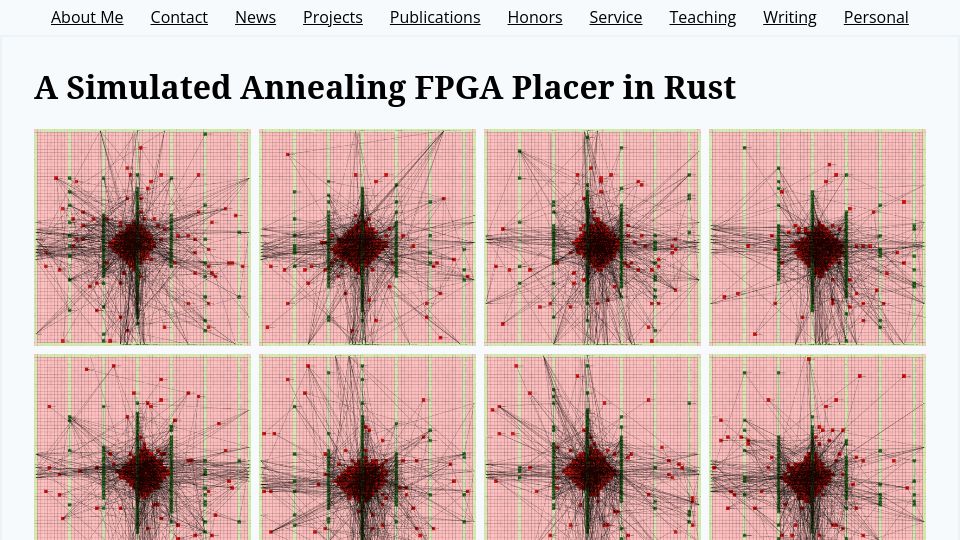 Screenshot of stefanabikaram.com: A Simulated Annealing FPGA Placer