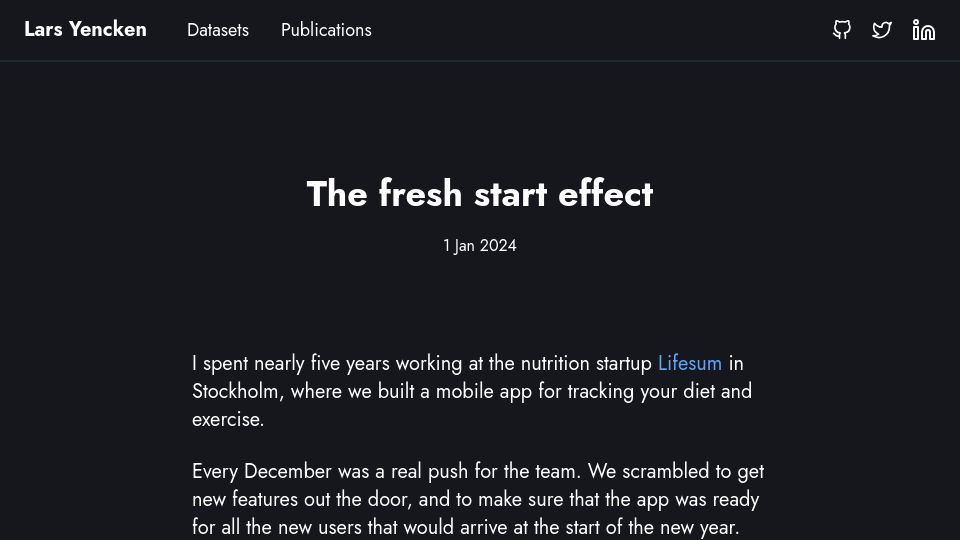 Screenshot of lars.yencken.org: The fresh start effect