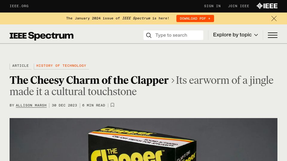 Screenshot of spectrum.ieee.org: The cheesy charm of the Clapper