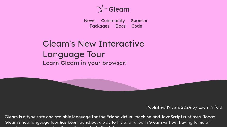 Screenshot of gleam.run: Gleam's New Interactive Language Tour