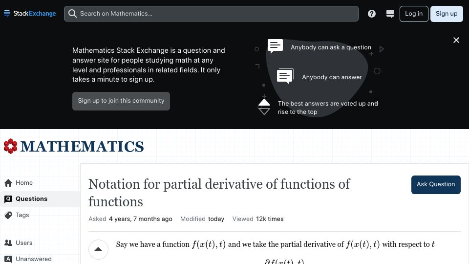 Screenshot of math.stackexchange.com: On Leibniz Notation
