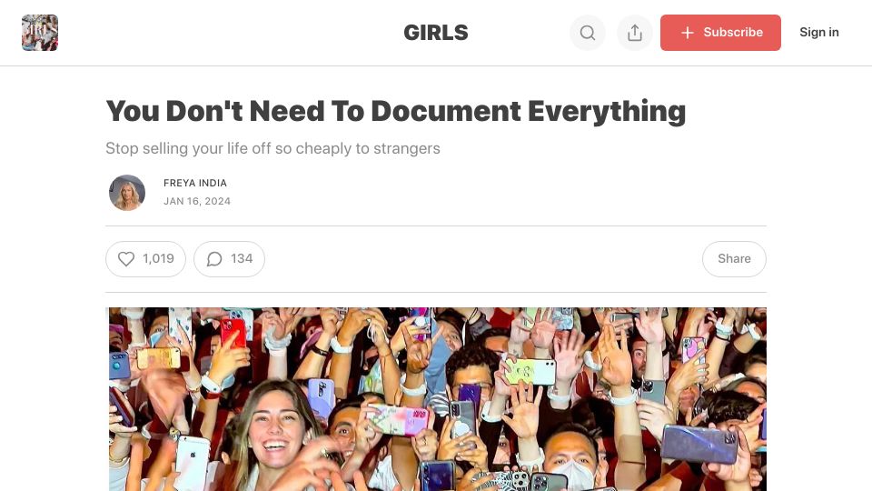 Screenshot of freyaindia.co.uk: You don't need to document everything