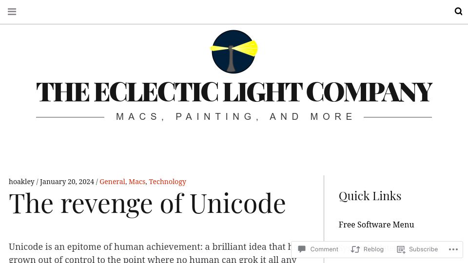 Screenshot of eclecticlight.co: The revenge of Unicode