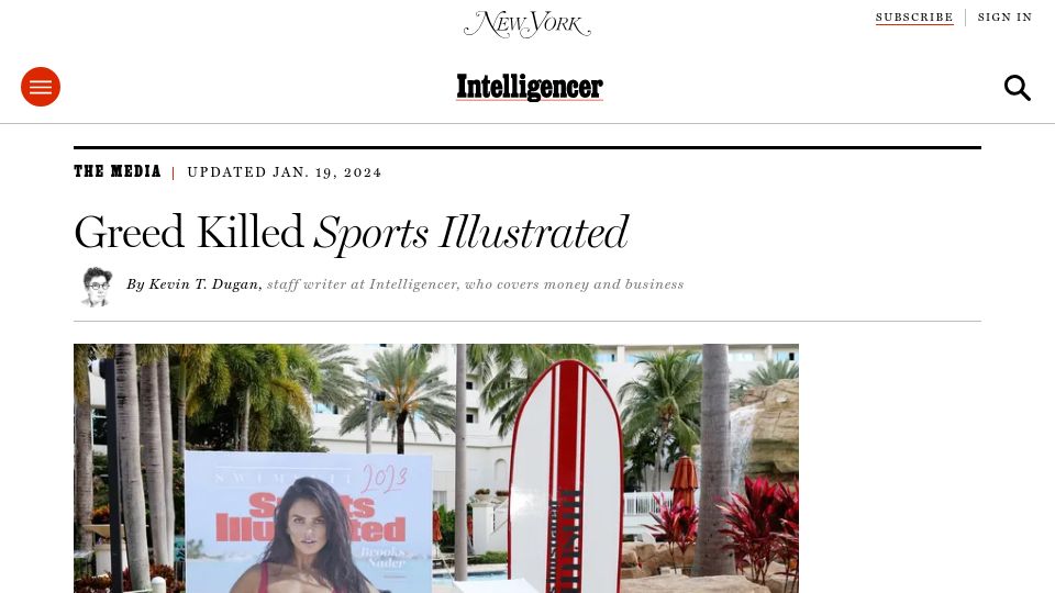 Screenshot of nymag.com: Greed Killed Sports Illustrated