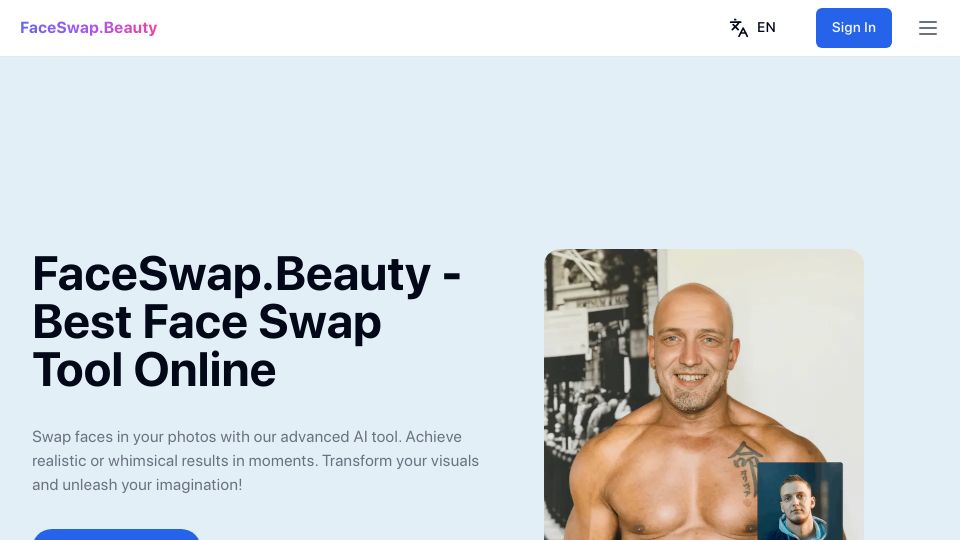 Screenshot of faceswap.beauty: Show HN: FaceSwap.Beauty – a face swap tool online