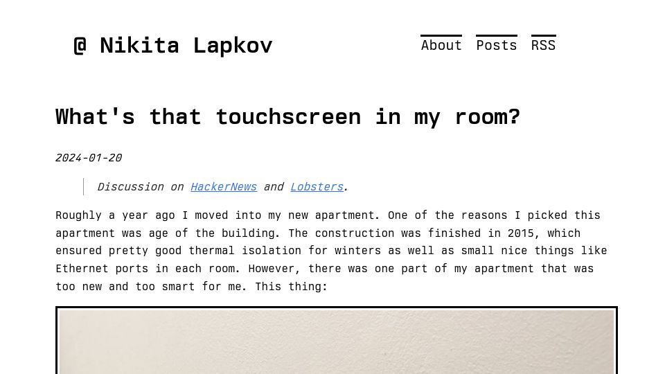 Screenshot of laplab.me: What's that touchscreen in my room?