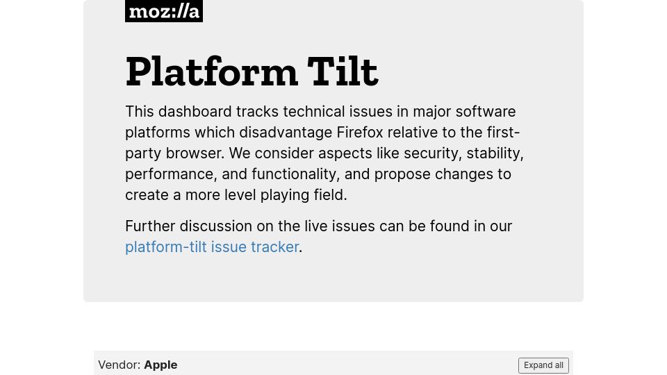 Screenshot of mozilla.github.io: Platform Tilt