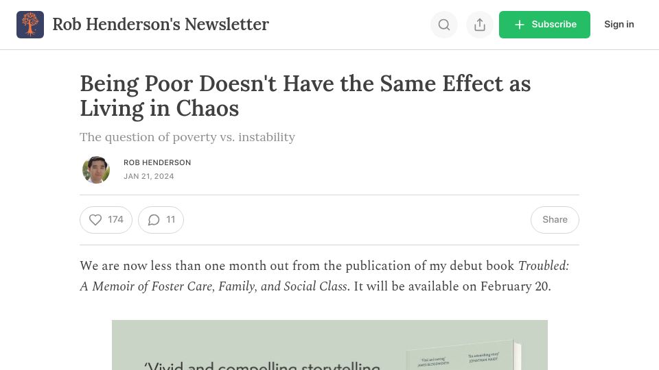 Screenshot of robkhenderson.com: The question of poverty vs. instability