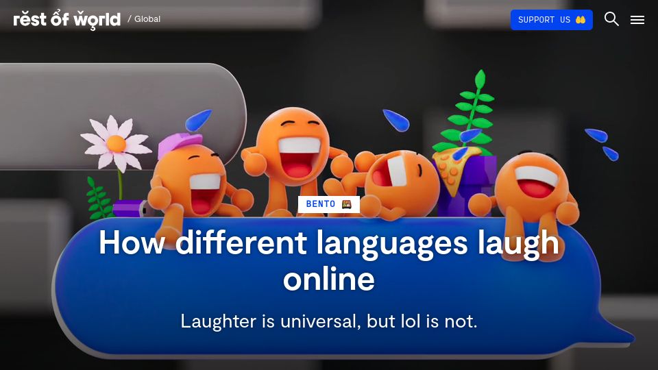 Screenshot of restofworld.org: How different languages laugh online