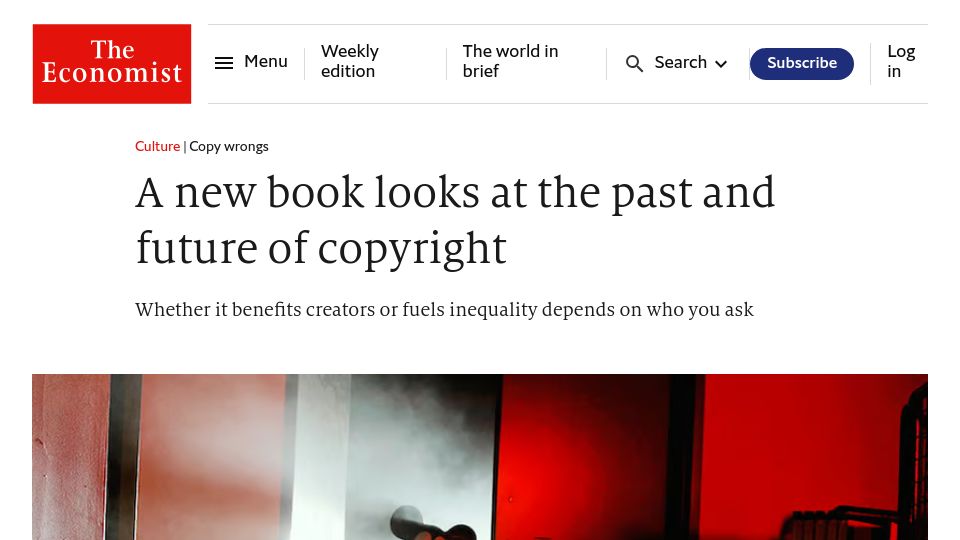 Screenshot of economist.com: A new book looks at the past and future of copyright