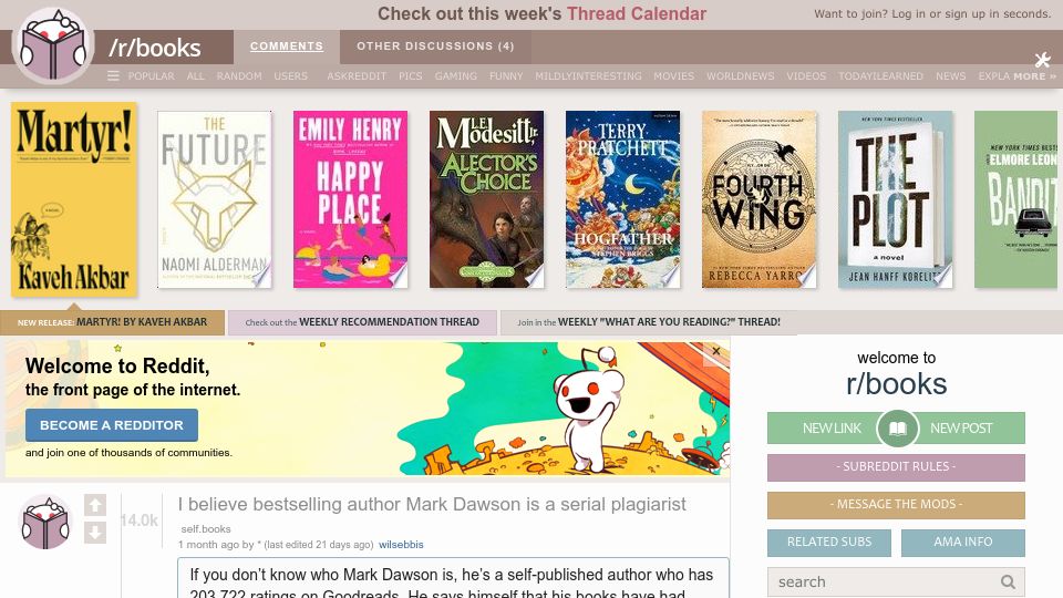 Screenshot of old.reddit.com: I believe bestselling author Mark Dawson is a serial plagiarist