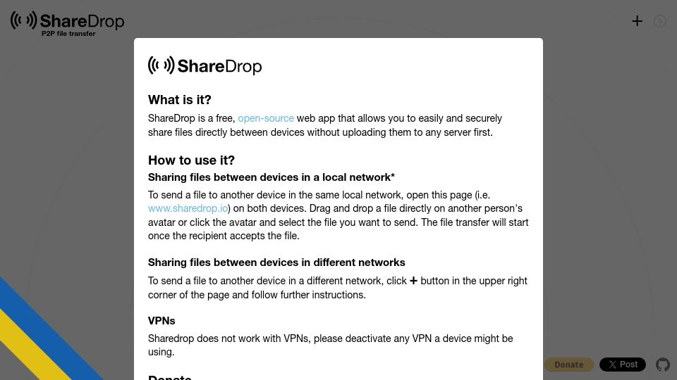 Screenshot of sharedrop.io: Free and Open Source Alternative to Airdrop