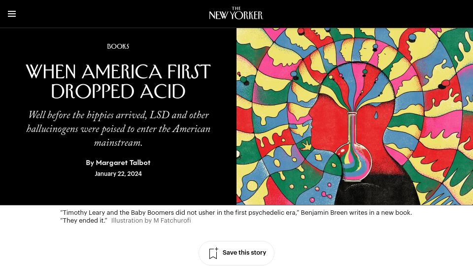Screenshot of newyorker.com: When America first dropped acid