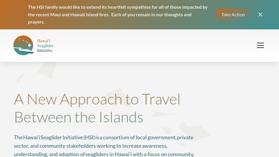 Screenshot of hawaiiseaglider.org: The Hawai’i Seaglider Initiative: A new approach to travel between the islands