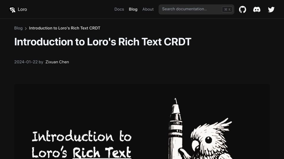 Screenshot of loro.dev: Loro's rich text CRDT