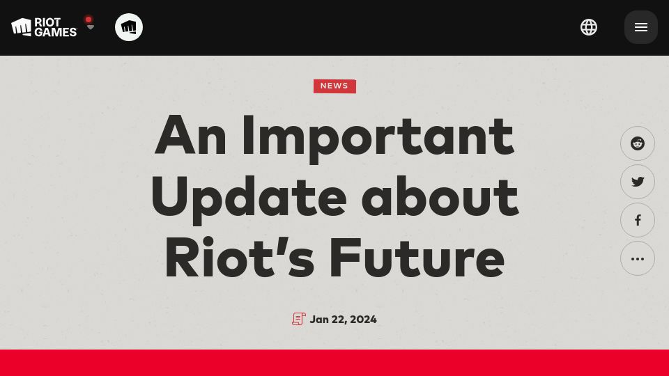 Screenshot of riotgames.com: Riot Games laying off 11%
