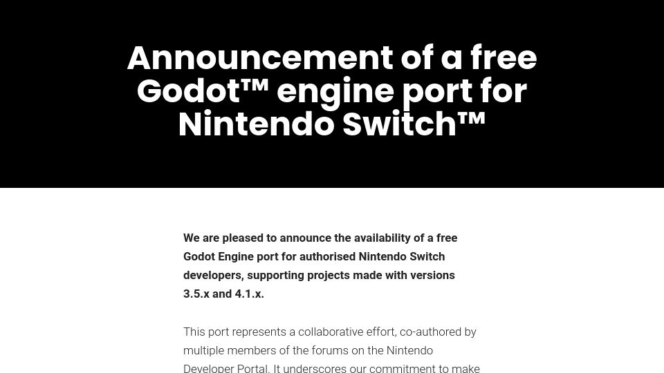 Screenshot of rawrlab.com: Free Godot engine port for Nintendo Switch