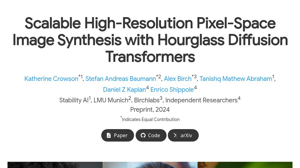 Screenshot of crowsonkb.github.io: Direct pixel-space megapixel image generation with diffusion models