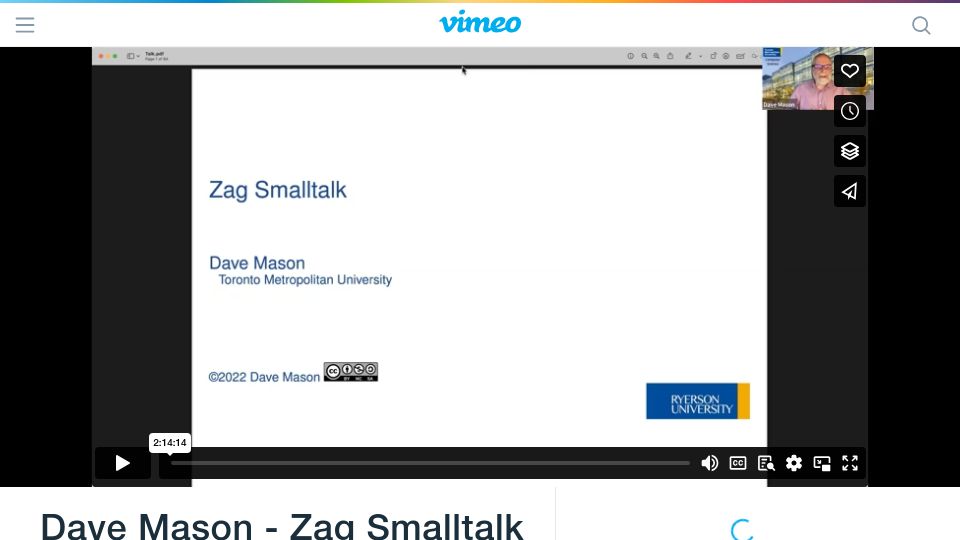 Screenshot of vimeo.com: Zag Smalltalk (2022) [video]