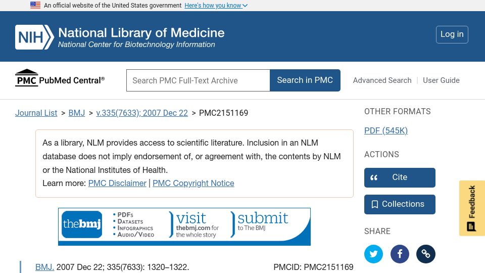 Screenshot of ncbi.nlm.nih.gov: Responses to unicycling