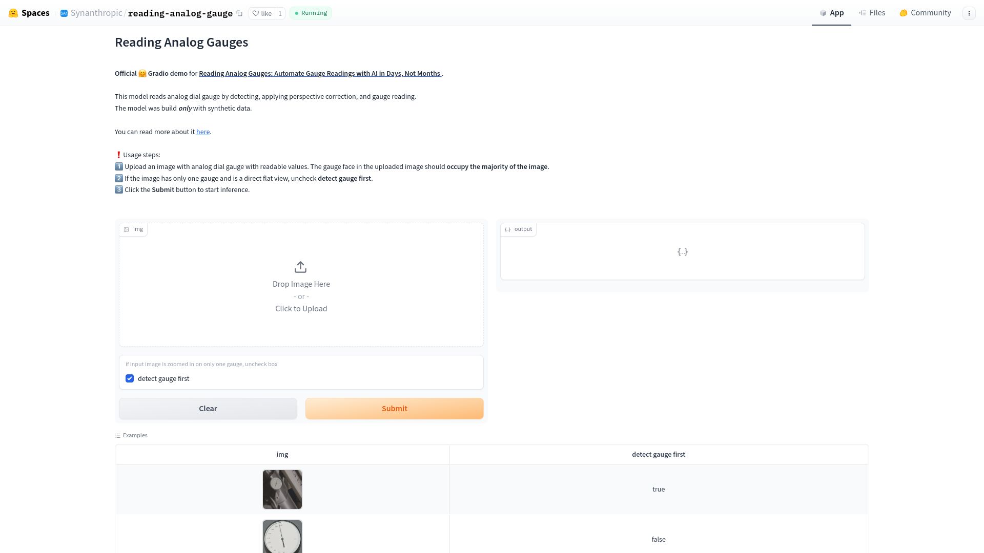 Screenshot of huggingface.co: Show HN: Simply Reading Analog Gauges – GPT4, CogVLM Can't