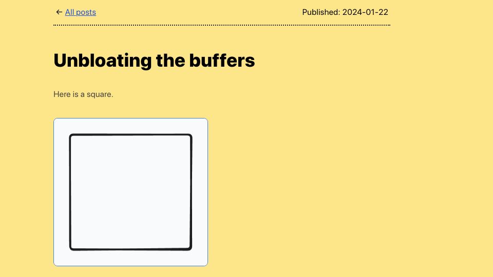 Screenshot of dgroshev.com: Unbloating the buffers