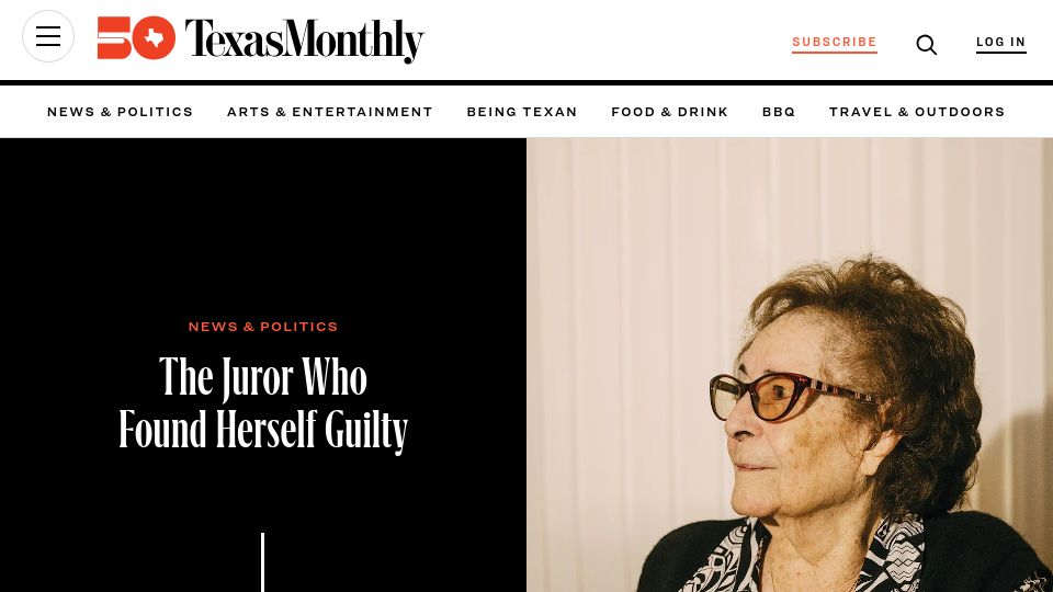 Screenshot of texasmonthly.com: The juror who found herself guilty