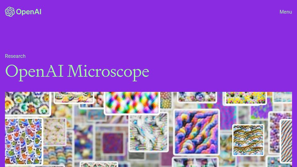 Screenshot of openai.com: OpenAI Microscope
