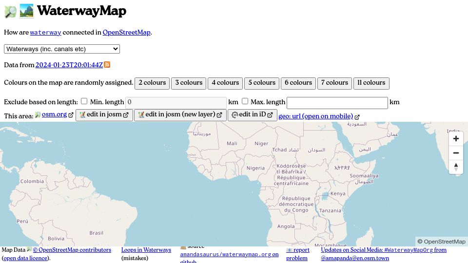 Screenshot of waterwaymap.org: Waterway Map