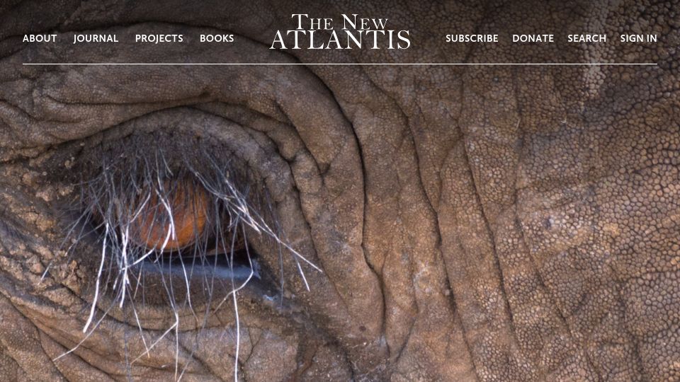 Screenshot of thenewatlantis.com: Do Elephants Have Souls?