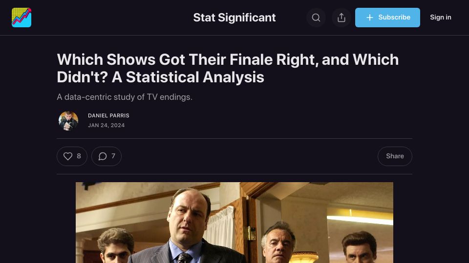 Screenshot of statsignificant.com: Which shows got their finale right, and which didn't?