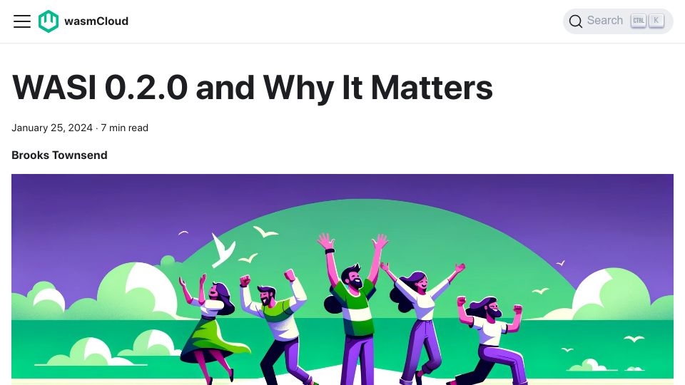 Screenshot of wasmcloud.com: WASI 0.2.0 and Why It Matters