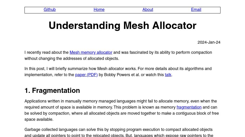 Screenshot of veera.app: Understanding Mesh Allocator