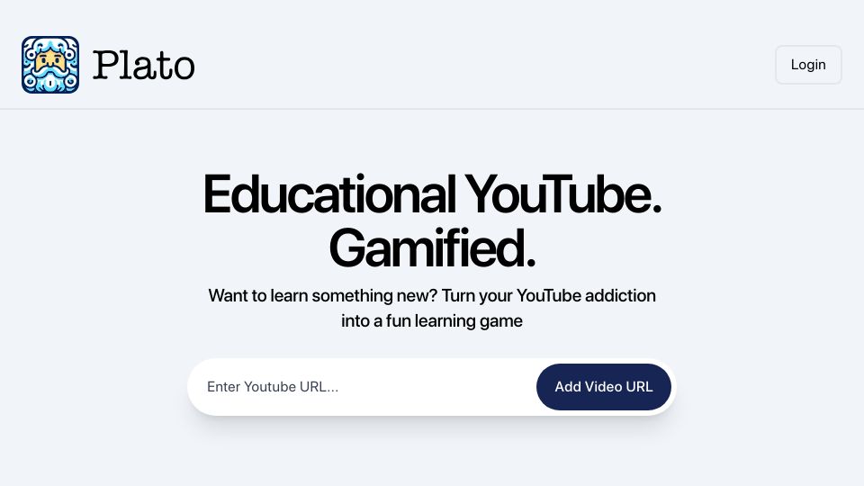 Screenshot of platoedu.org: Show HN: Anki/Duolingo-like app using educational YouTube videos
