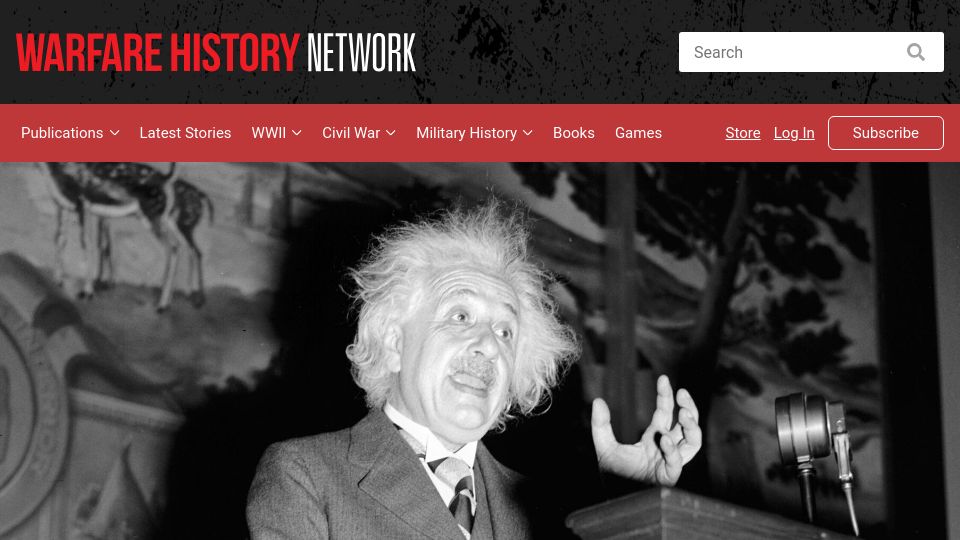 Screenshot of warfarehistorynetwork.com: The Plot Against Einstein