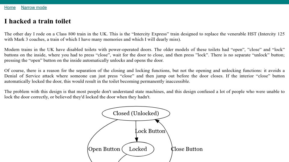 Screenshot of devever.net: I hacked a train toilet