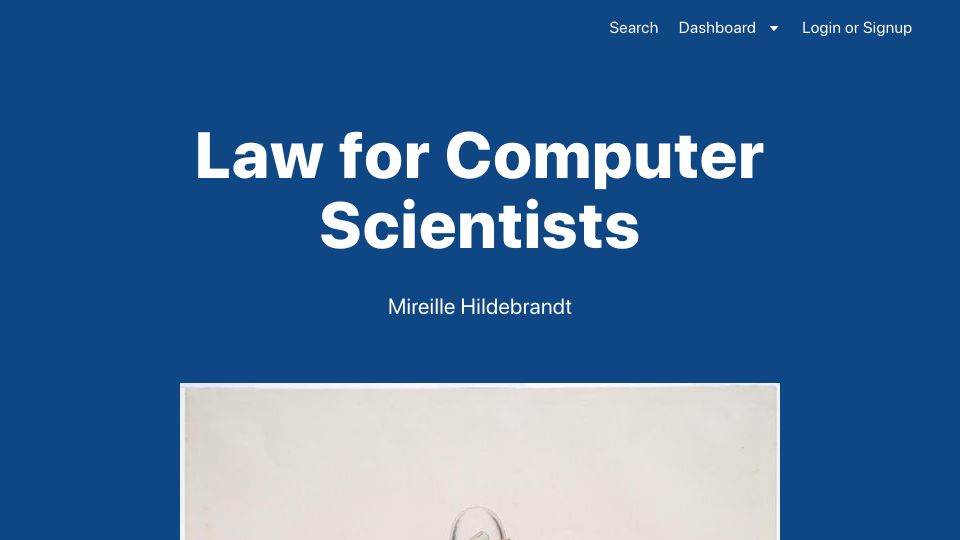 Screenshot of lawforcomputerscientists.pubpub.org: Law for Computer Scientists (2020)