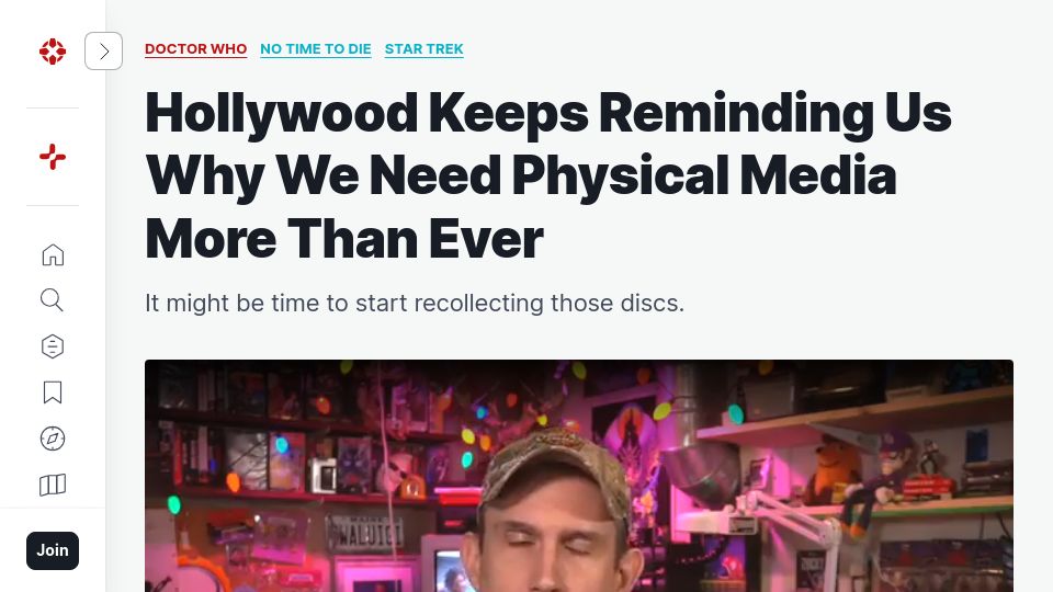 Screenshot of ign.com: Hollywood Keeps Reminding Us Why We Need Physical Media More Than