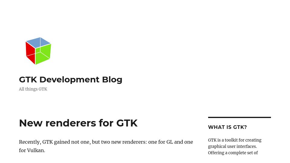 Screenshot of blog.gtk.org: New Renderers for GTK