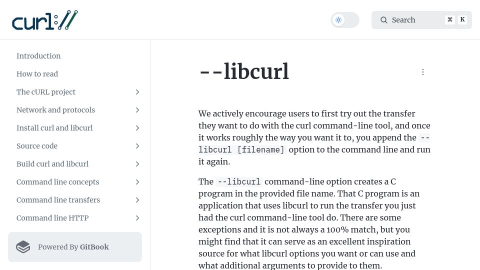 Screenshot of everything.curl.dev: —-libcurl
