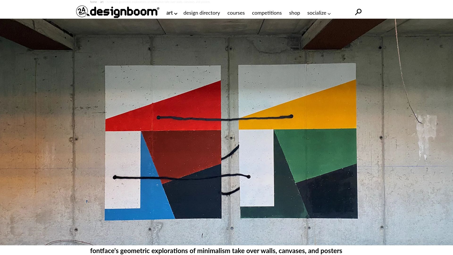 Screenshot of designboom.com: Fontface's Geometric Explorations of Minimalism