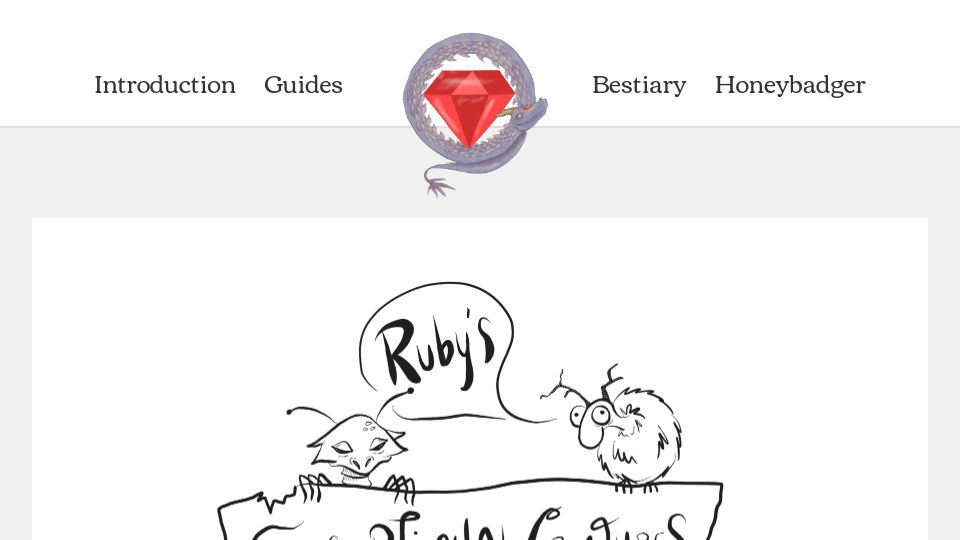 Screenshot of exceptionalcreatures.com: Ruby's exceptional creatures
