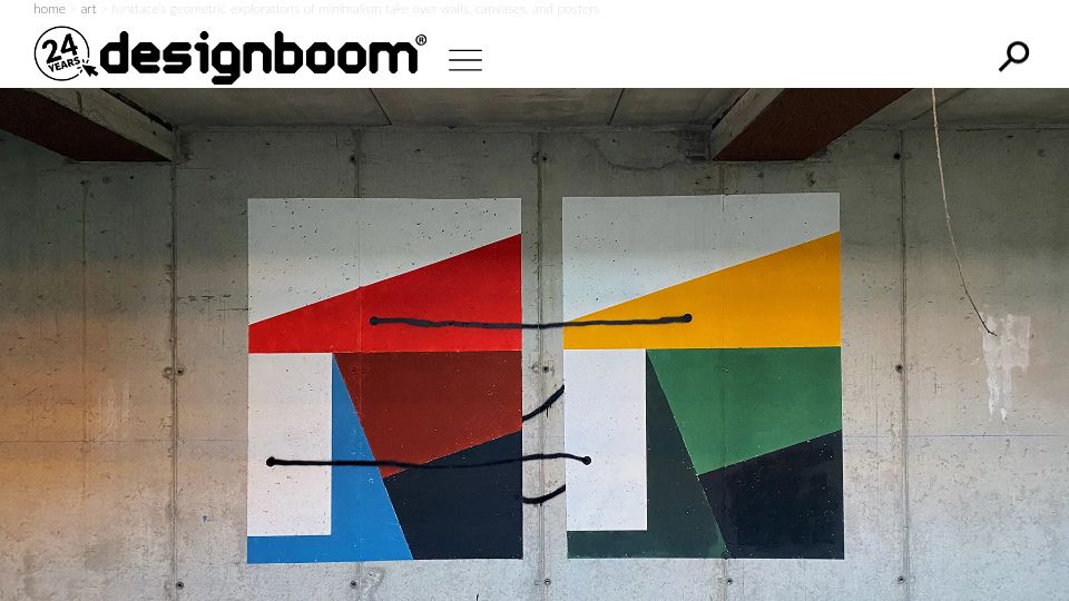Screenshot of designboom.com: Fontface's Geometric Explorations of Minimalism