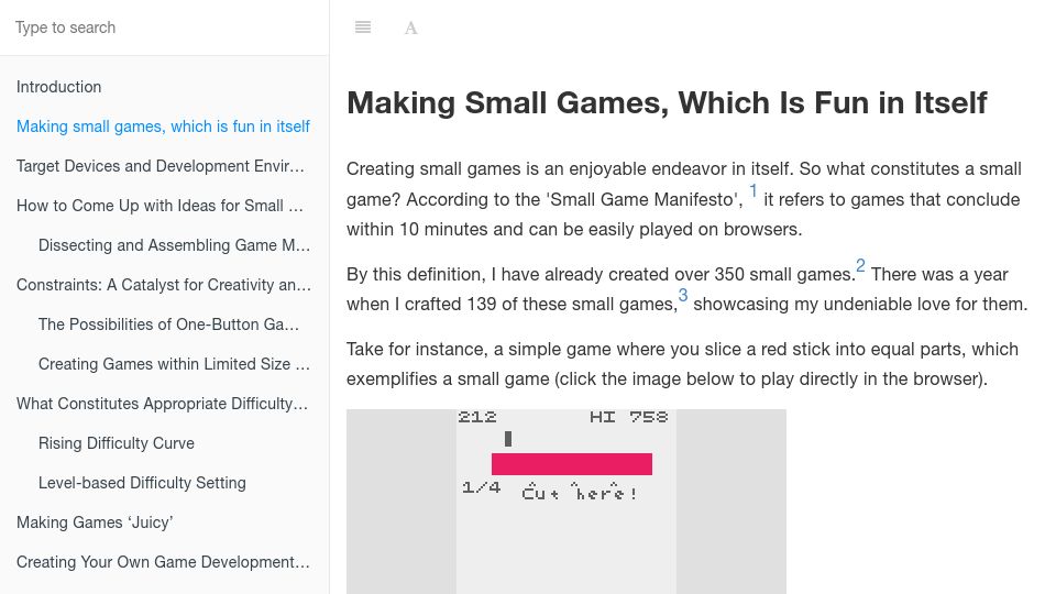 Screenshot of abagames.github.io: Making small games, which is fun in itself