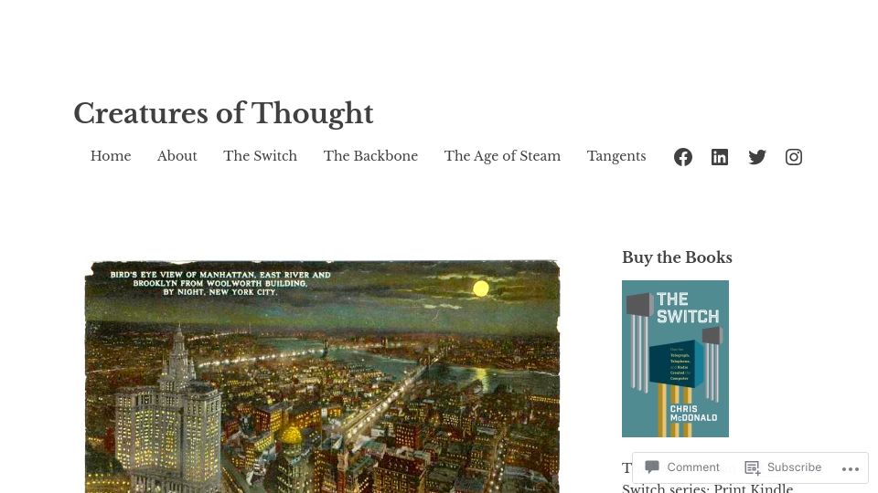 Screenshot of technicshistory.com: Steam and Electricity, Part 1: Electric Light