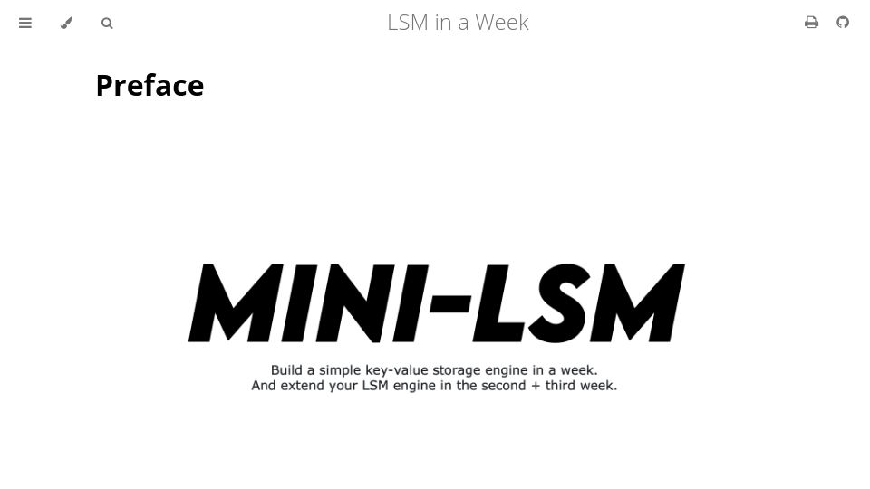 Screenshot of skyzh.github.io: Build a simple LSM-Tree storage engine in a week
