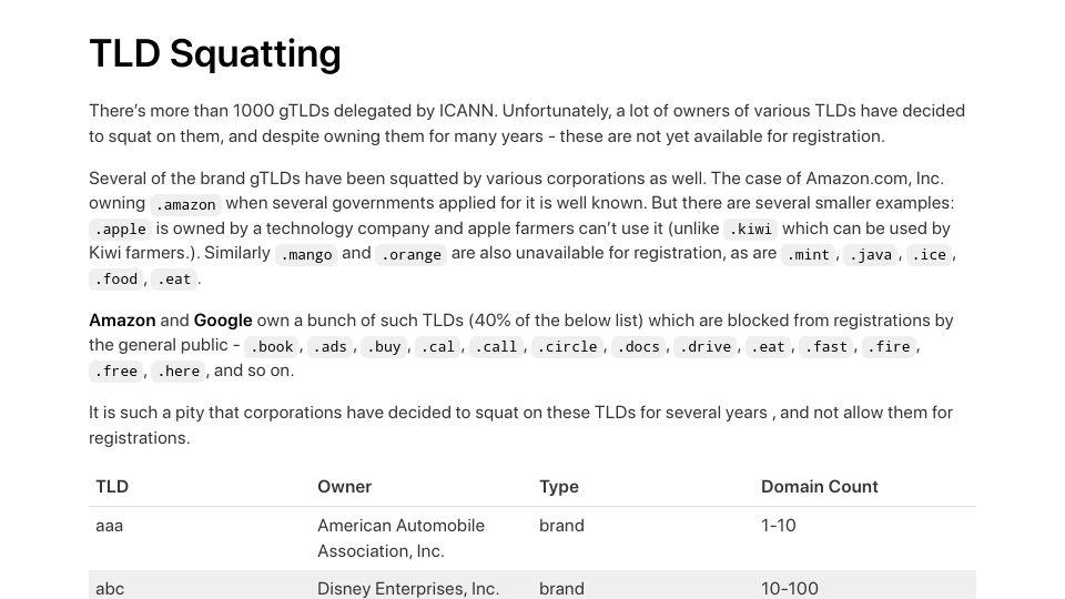 Screenshot of captnemo.in: Show HN: TLD Squatting