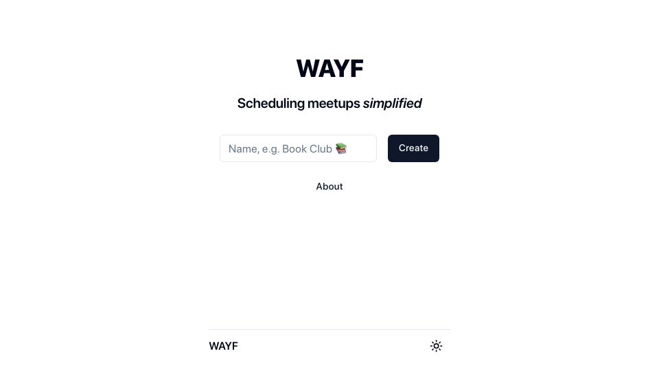 Screenshot of wayf.social: Show HN: WAYF – A Simple Scheduling App