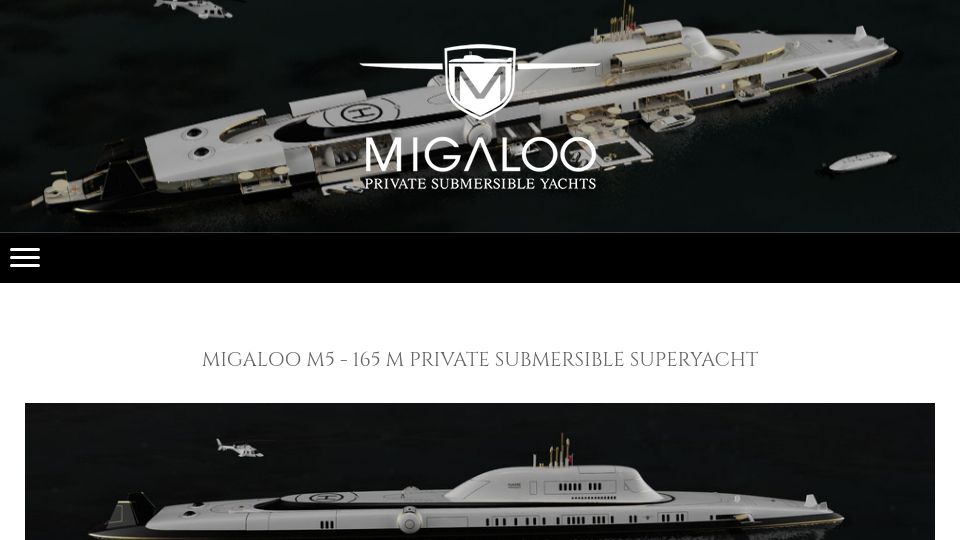 Screenshot of migaloo-submarines.com: 165 m private submersible superyacht